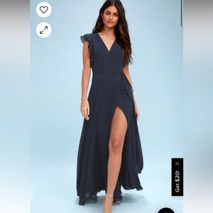 Navy wrap maxi dress